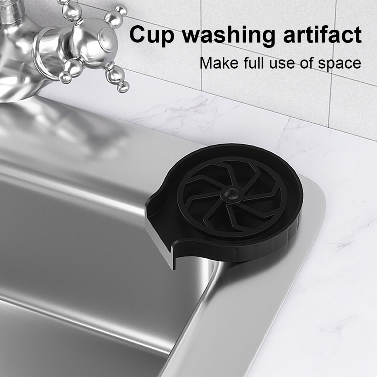 Automatic Cup Washer or Glass Rinser for Kitchen Sink, Black Kitchen Sink Cleaning Spray Cup Washer, Bar Glass Washer. - Springkart 