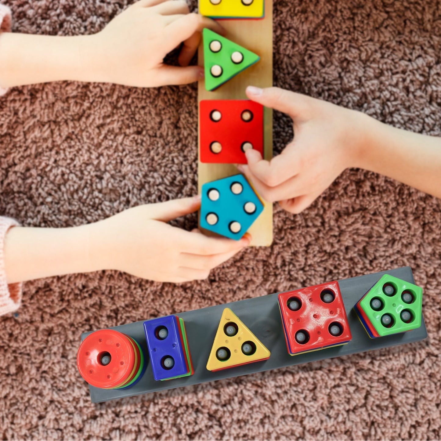 Geometric Brick with box- 5 Angle Matching Column Blocks for Kids - Preschool Educational Learning Toys. - Springkart 