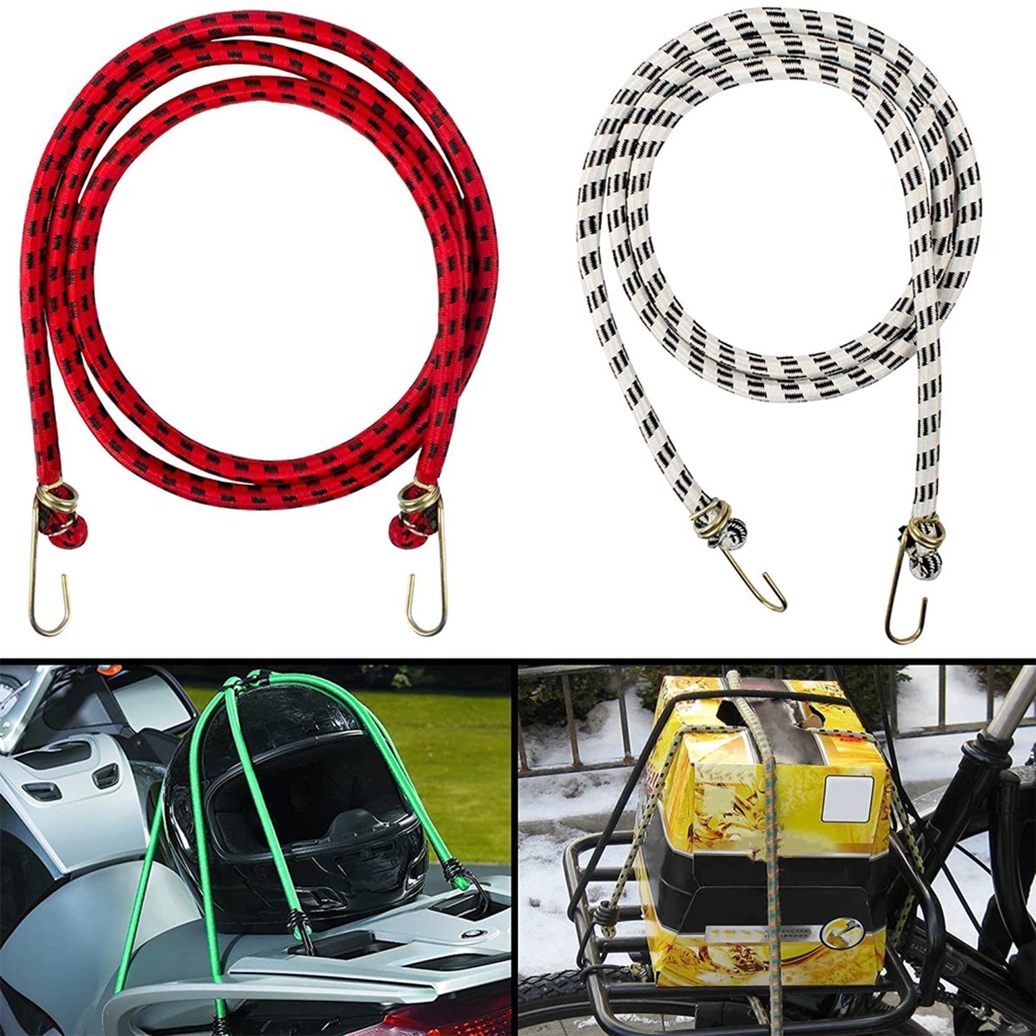 High Strength Elastic Bungee, Shock Cord Cables, Luggage Tying Rope with Hooks - Springkart 