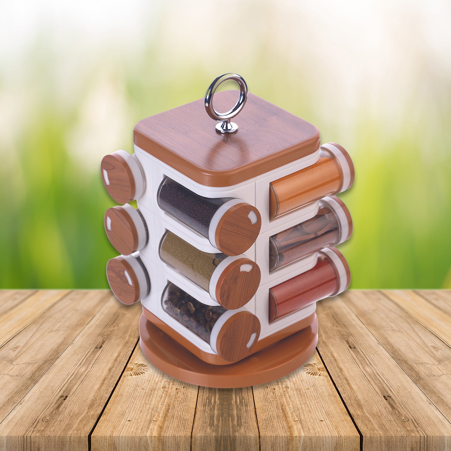Ganesh 12-Jar Revolving Spice Rack Masala Box - Springkart 