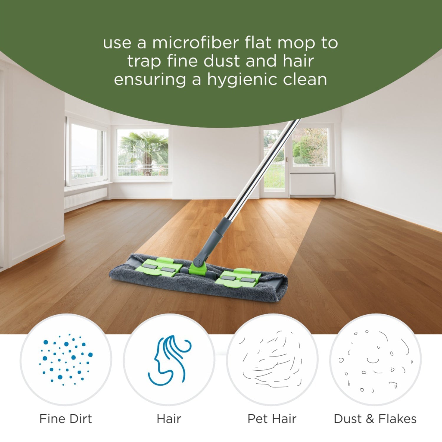 Multipurpose Wet and Dry Cleaning Microfiber Flat MOP Floor Cleaning Mop with , 360 Degree Rotating Head and Telescopic Handle Steel Rod Long Handle Dry Mops, Standard (1 Piece, Multi-Colour) - Springkart 