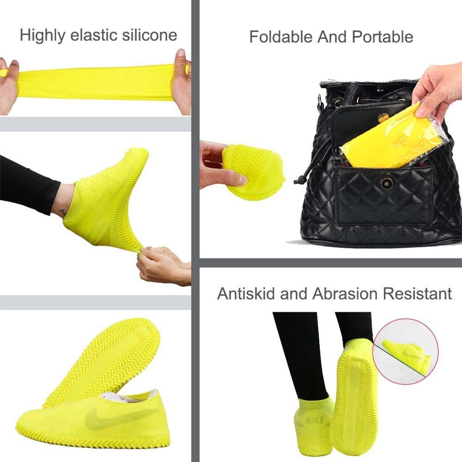 Silicone shoe covers for rain with non-slip feature