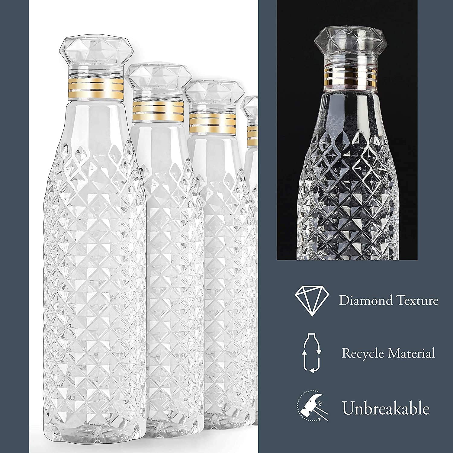 Dimond Cut Water Bottle used by kids, children’s and even adults for storing and drinking water throughout travelling to different-different places and all. - Springkart 