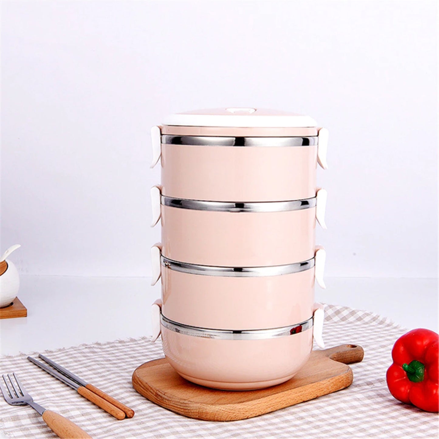 Multi Layer Stainless Steel Hot Lunch Box (4 Layer) - Springkart 