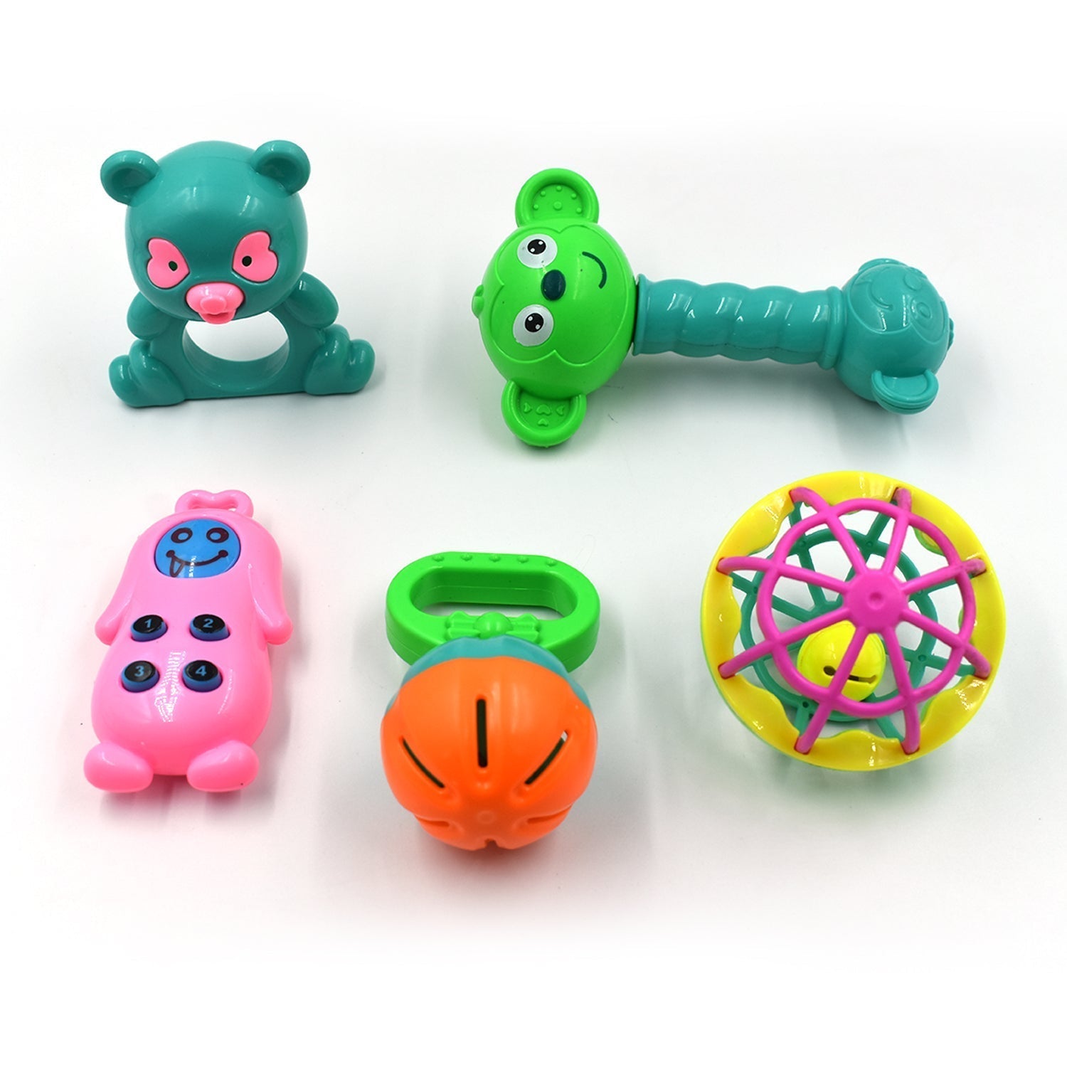 AT38 5Pc Rattles Baby Toy and game for kids and babies for playing and enjoying purposes. - Springkart 