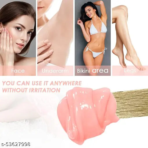 Hard Wax Beans for Hair Removal 200 gm Body Facial Hair Removal Wax Beads Large Refill Faux Pearl Beans with 10 Pieces Waxing Spatulas for Women Men Legs, Face, Underarm, Bikini Wax (200 g)