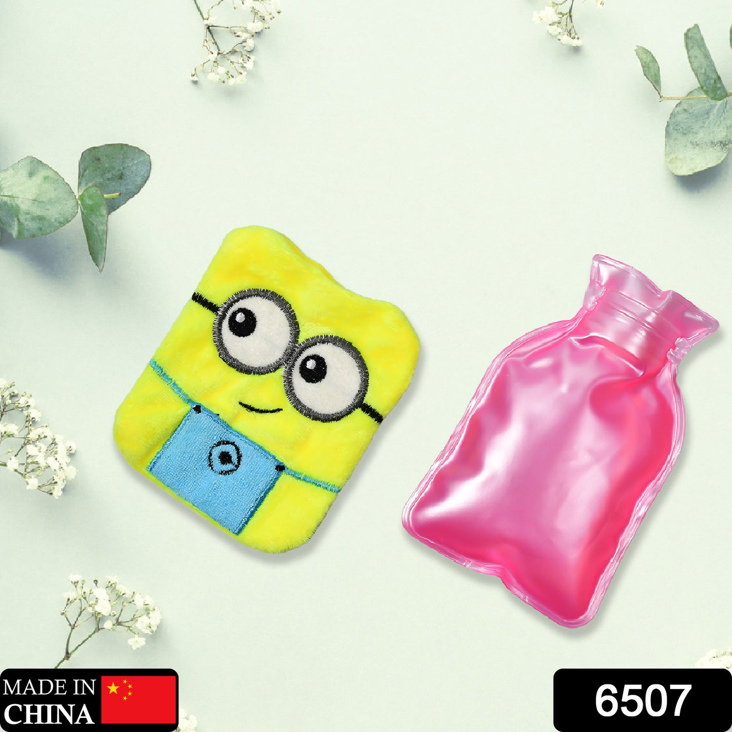 6507 2eye Minions Small Hot Water Bag With Cover For Pain Relief Neck Shoulder Pain And Hand Feet Warmer Menstrual Cramps. - Springkart 