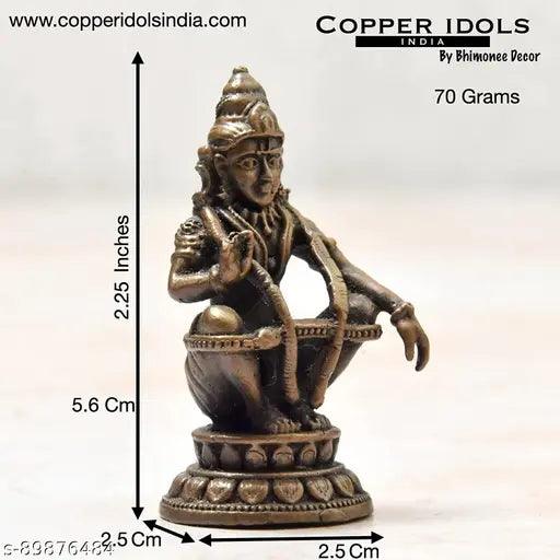 2.25 inches, Handmade Copper Ayyappa Swamy Idol , 70 Grams, Pack of 1 Piece.