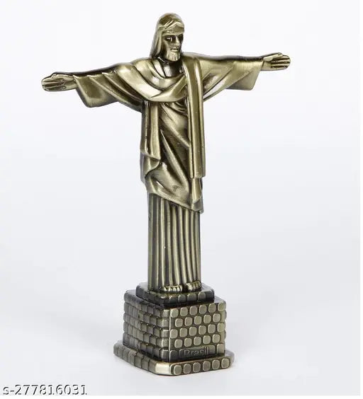 Christ The Redeemer Bronze Finish Metal Statue Jesus Showpiece for Home Decor