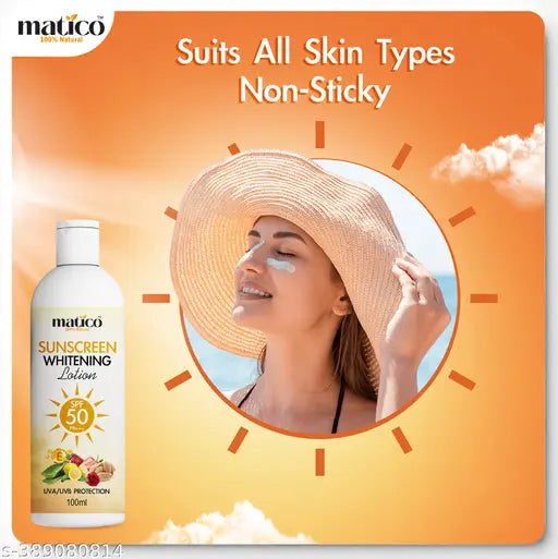 Matico Sunscreen Fairness Lotion SPF 50 PA+++ UVA/UVB Sunblock Cream For Indian Skin Moisturization Glow boost for dry & oily skin For Men & Women  - 100ml Combo of 2