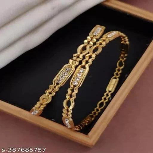 Trendy Combo Gold Plated & coloured stone bangles for Women & Girls. Wear & change daily type of combo. A set - Springkart 