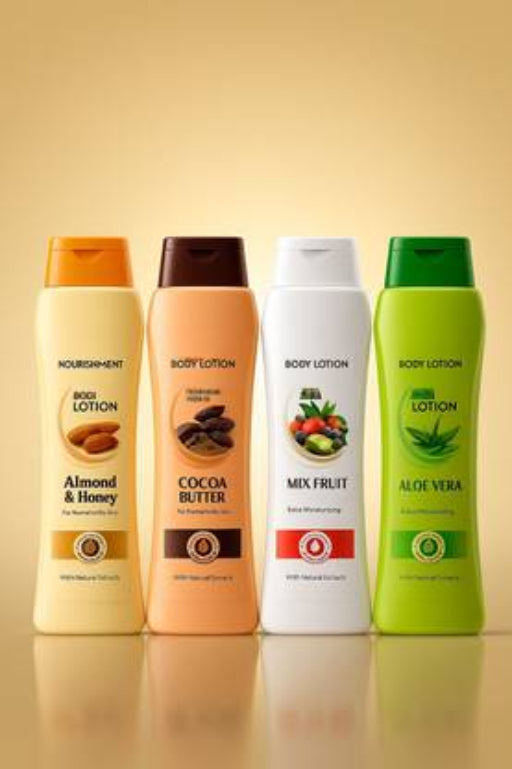 SUBHMUN Body Lotion Combo Pack of 4 – Almond & Honey, Cocoa Butter, Mix Fruit, Aloe Vera  (400 ml)