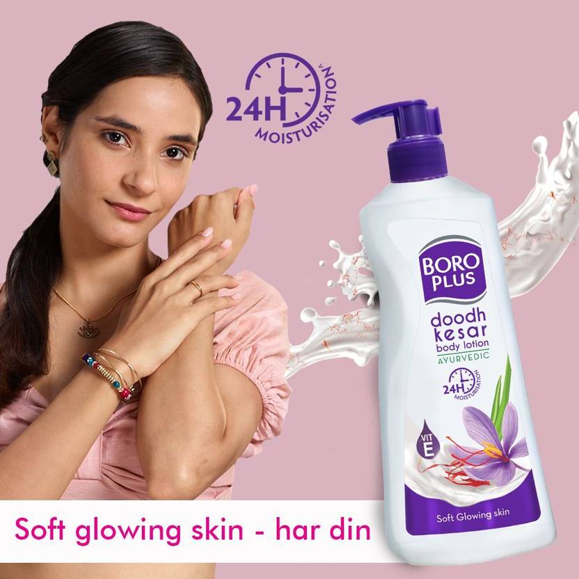 BOROPLUS Doodh Kesar Body Lotion | 24 hrs Moisturisation | For Soft Glowing Skin |  (400 ml)