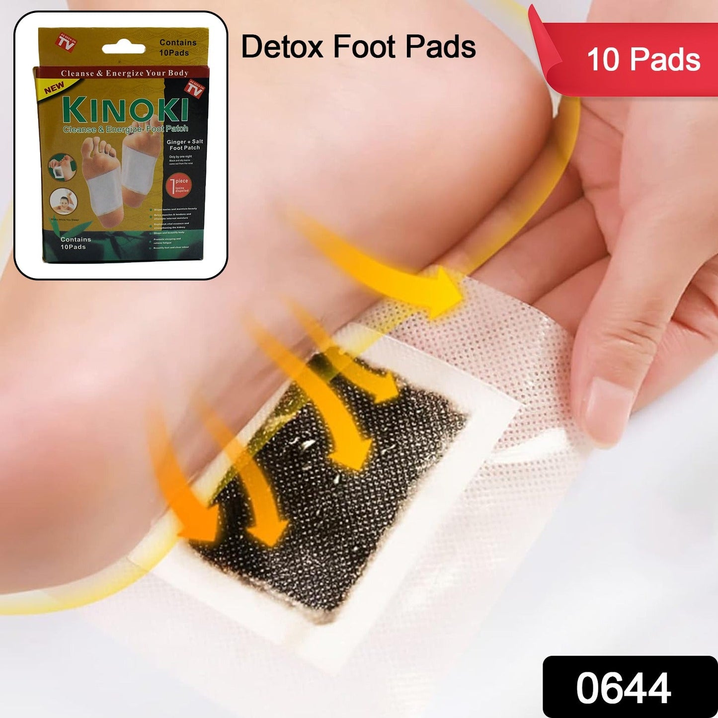 kinoki Cleansing Detox Foot Pads, Ginger & salt Foot Patch -10pcs (Free Size, White) - Springkart 