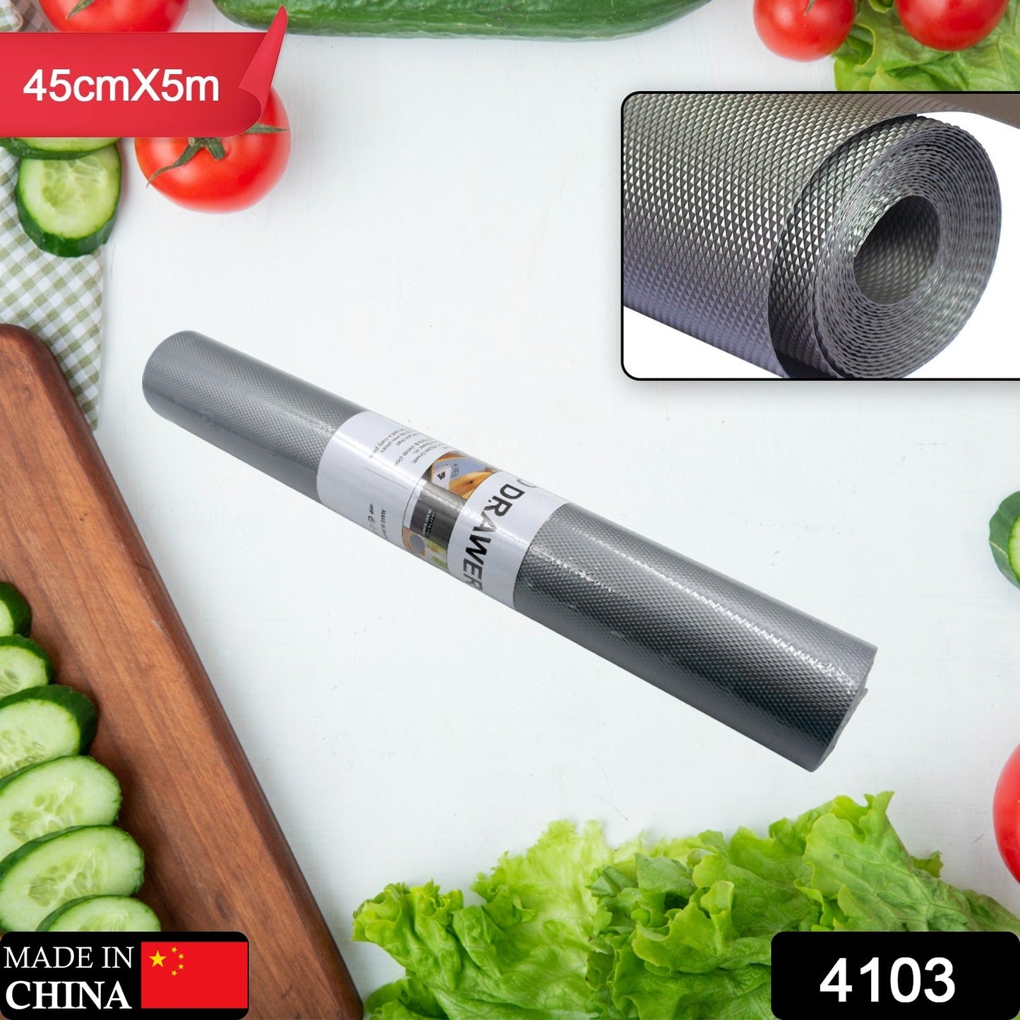 Multipurpose Anti-Slip Mat Liner Roll - 45cmx5m for Kitchen, Bathroom, Cabinet, Drawer, Shelf & Fridge - Springkart 