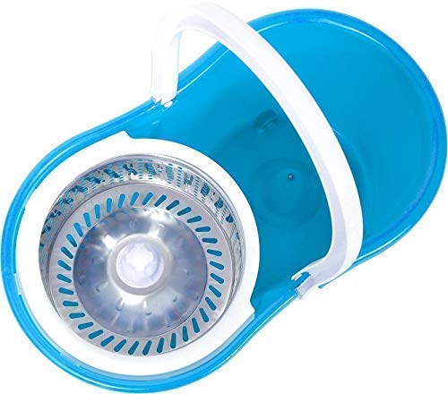 Heavy Duty Microfiber Spin Mop with Plastic Bucket & Rotating Steel Pole Head - Springkart 