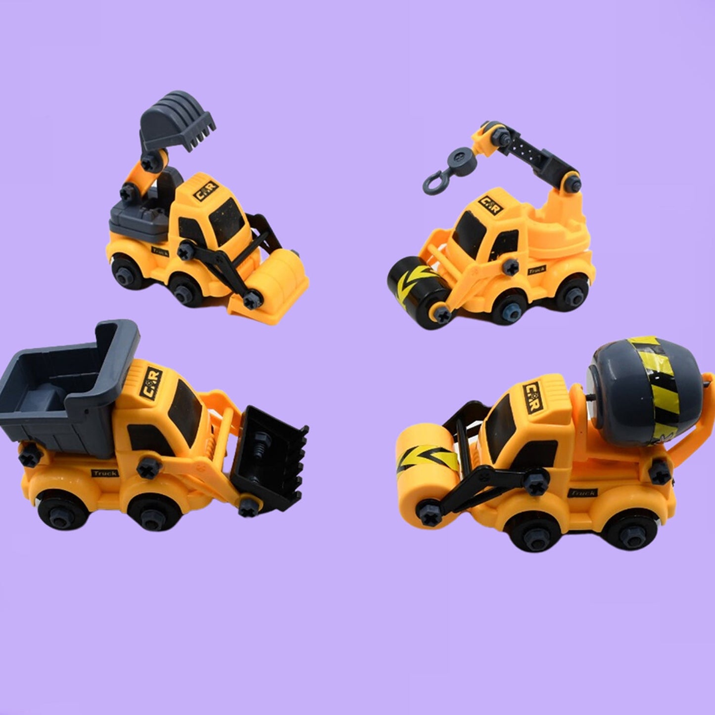 Engineering vehicles Nut Assembly Vehicle Toy, DIY Nut Assembly Vehicle Model Toy Highly Simulation Children Kids Car Model Toy Set (4 Pc Set) - Springkart 