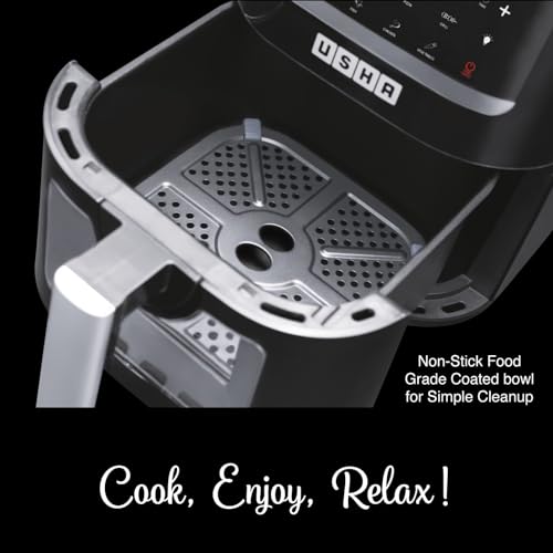 USHA Ichef Smart Air Fryer 4.5L,10 In 1 Functions10 Preset Menu|Digital Display&Touch Panel|Transparent Window|Illuminated Chamber|Turbo Air Circulation|Oil Free Cooking|Auto Pause/Start(Black),1350W :  Home & Kitchen