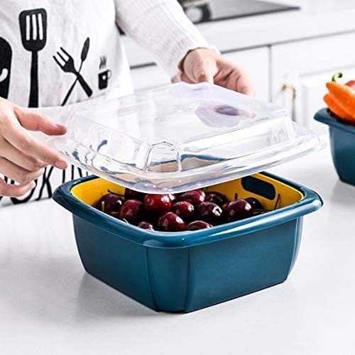 Double Layer Food Drainer Washing Basket with Collapsible Strainers Colander - Springkart 