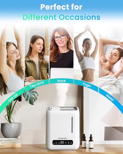 BINSBARRY Smart Ultrasonic Humidifier and Aroma Difuser, 4L Cool Mist Humidifiers for Home & Bedroom, Top Filling, 360° Nozzle and Auto Shut-Off with Timer, LED Display, Remote Control (White) : Amazon.in: Home & Kitchen