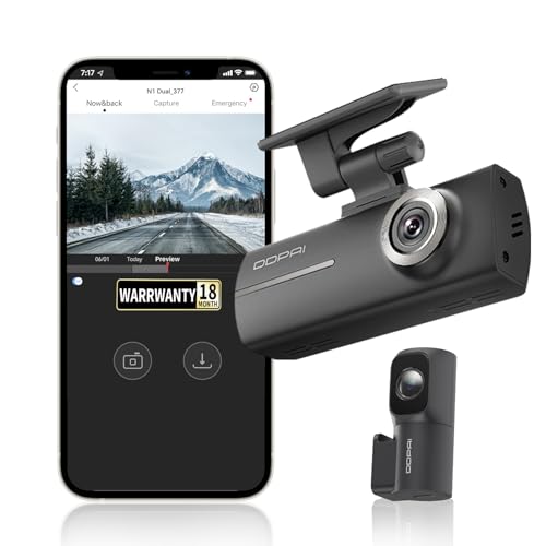 DDPAI Dual Channel Dash Cam for Car Front and Rear | 1296P Front + 1080P Rear Camera |