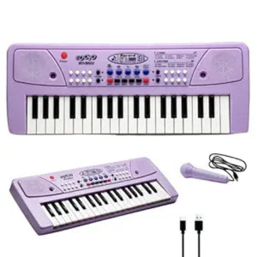 Gooyo GY-430CF 37-Key Musical Piano Keyboard with Microphone | 8 Rhythms, 8 Tones, 6 Demos, Song Record Feaure | Dual Power Supply (USB Included) | Purple Color | Gift Box Packaging