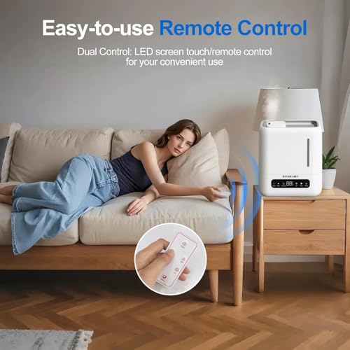 BINSBARRY Smart Ultrasonic Humidifier and Aroma Difuser, 4L Cool Mist Humidifiers for Home & Bedroom, Top Filling, 360° Nozzle and Auto Shut-Off with Timer, LED Display, Remote Control (White) : Amazon.in: Home & Kitchen