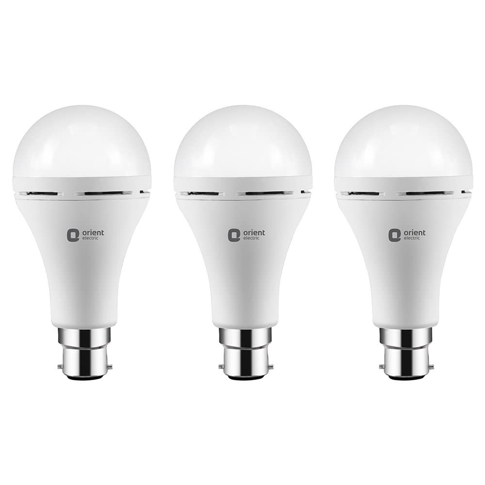 Orient Electric 12W Rechargeable Emergency LED bulb| Inverter Bulb for home with 2 hours battery backup| Up to 4 kV surge protection| 6500K, Cool White, B22d base| Over charging Protection| Pack of 1