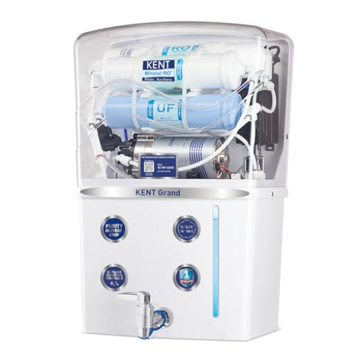 KENT Grand RO Water Purifier | Advanced RO Tech for Sabse Shudh Paani | RO+UF+TDS Control + UV LED Tank | 8L | 20LPH Flow | Ideal for Borewell/Tanker/Municipal Water | Largest Service Network : Amazon.in: Home & Kitchen