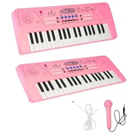 VikriDA Kids Keyboard Piano, 37 Keys Piano Keyboard with Power Option (37 Keys and 8 Tones, 8 Rhythms 4 Percussion) Pink