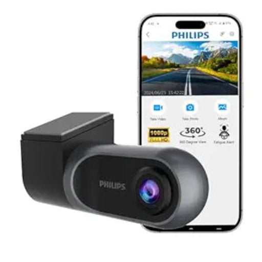 Philips GoSure 3001 Dash Cam for Car, Full HD 1080p, G-Sensor, Loop Recording, Night Vision, Wide Angle Lens, Car DVR Camera, Compact Design – Black