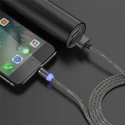 Magnetic Charging Cable 3 in 1 Metal Magnetic Micro USB Type C Lighting Cable with LED, Multiple Charging Adapters for All Android and all Smartphones (Compatible with All Android and iPhone Smartphones, Tablet, PC, Mobile - Springkart 
