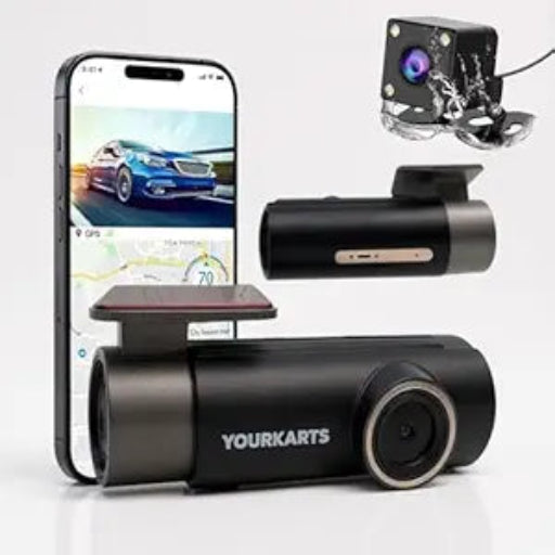 YOURKARTS.COM L33 Plus Dash Camera – Dual 1080P Front and Rear Recording with WiFi, App Connectivity, G-Sensor, USB-A to Type-C Cable 3m and Loop Recording-18 Month Warranty
