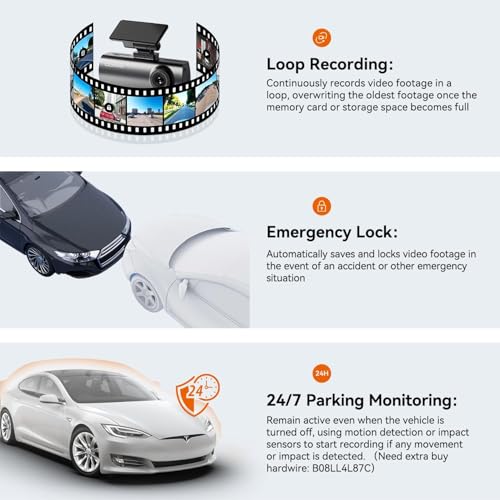 DDPAI Dual Channel Dash Cam for Car Front and Rear | 1296P Front + 1080P Rear Camera |