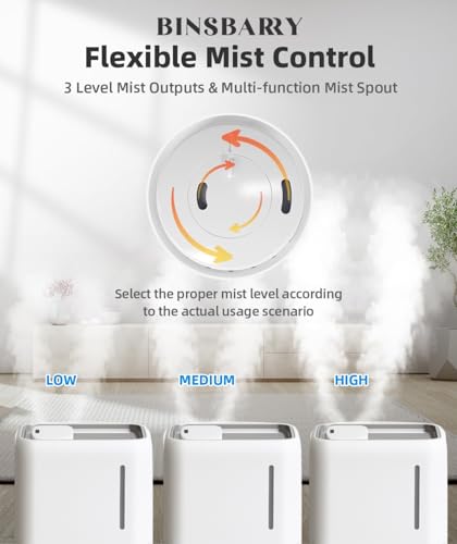 BINSBARRY Smart Ultrasonic Humidifier and Aroma Difuser, 4L Cool Mist Humidifiers for Home & Bedroom, Top Filling, 360° Nozzle and Auto Shut-Off with Timer, LED Display, Remote Control (White) : Amazon.in: Home & Kitchen