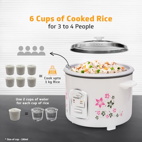 V-Guard VRC 1.8-Litre Electric Rice Cooker with 700 W Power, 2 Pots, Spatula, Rice Separator 5-Yr Heating Plate & 2-Yr Product Coverage Automatic Cooking with Double-Layered Body & Cool Touch Handles. Online at Low Prices in India - Amazon.in