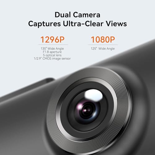 DDPAI Dual Channel Dash Cam for Car Front and Rear | 1296P Front + 1080P Rear Camera |