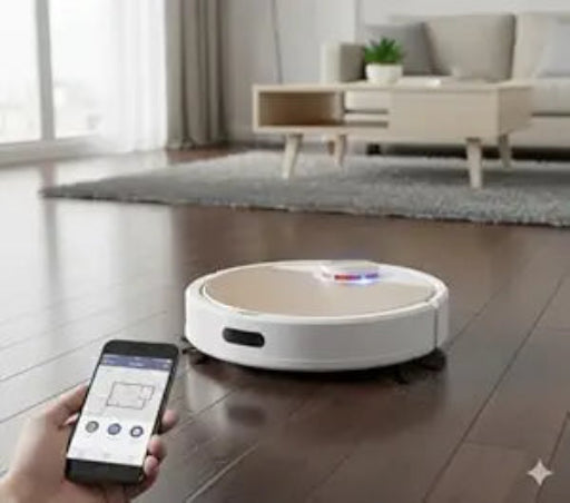 Robot Vacuum Cleaner with Mop, High Suction, Smart Gyro Navigation, Carpet Auto Boost, Slim, Quiet, App Control Robotic Vacuum Cleaner for Hard Floor/Carpet/Pet Hair (Gold)