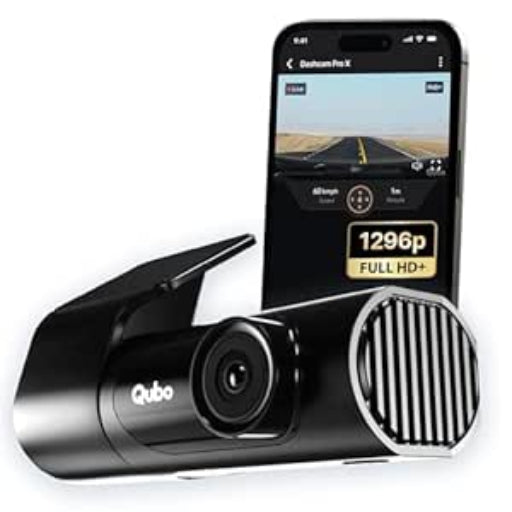 Qubo Car Dashcam Pro X by Hero Group | 3MP 1296P FHD+ Camera | NightPulse Vision | Wide-Angle FOV | Supercapacitor | Built-in Wi-Fi, Mic | App Control | G-Sensor | Up to 1TB Storage| (Space Grey)