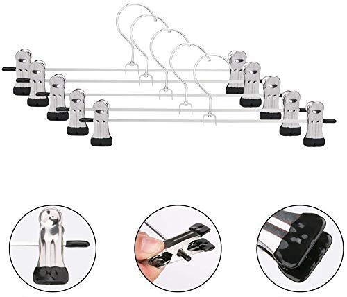 Hangers with 2-Adjustable Anti-Rust Clips (Pack of 12) - Springkart 