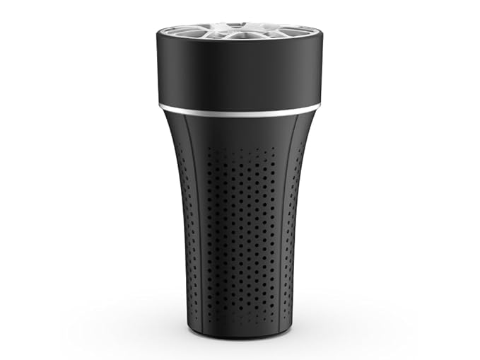 Reffair AX50 [New Release] Car Air Purifier with Plasma Ionizer & UVC Light H13 True HEPA Filter | 2.5X Powerful Airflow | Slim 6.5cm Base Fits All Cars | Patented Model | Ambient Light (Black)
