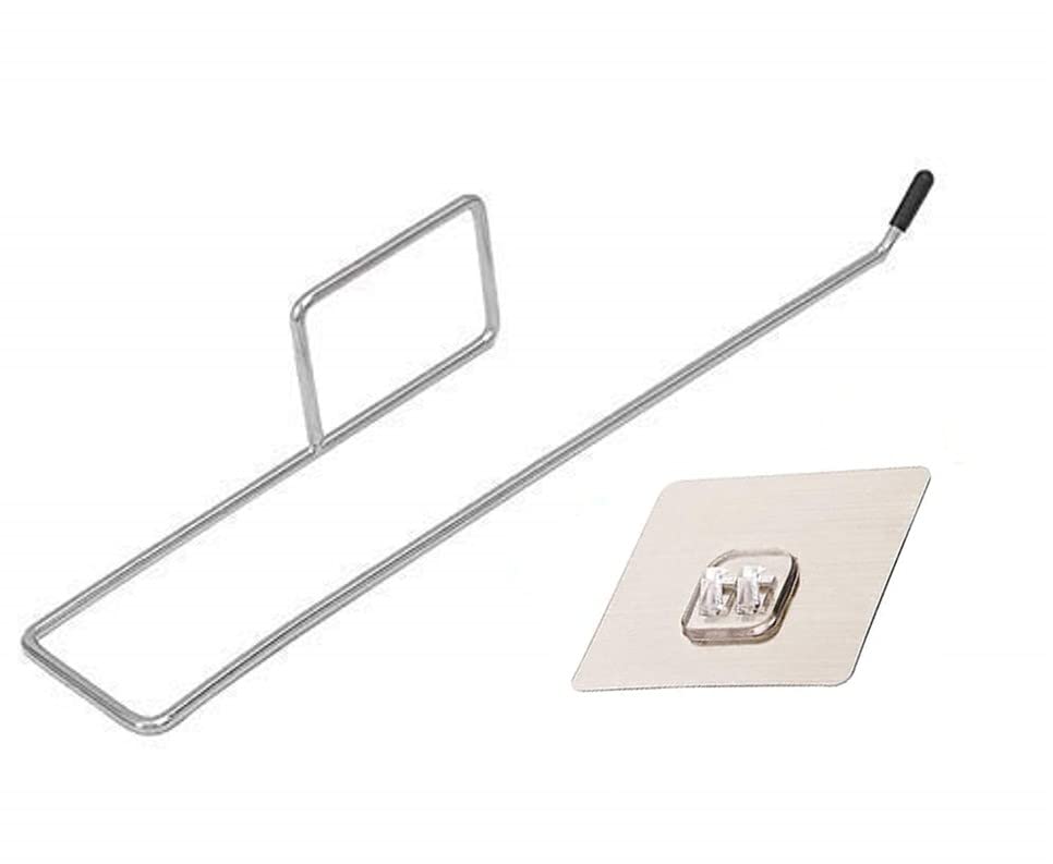 Stainless Steel Drill Free Self-Adhesive Paper Roll Holder Tissue Paper Stand Towel Bar Hanger Kitchen Towel Holder for Kitchen Bathroom Toilet (Pack of 1) - Springkart 