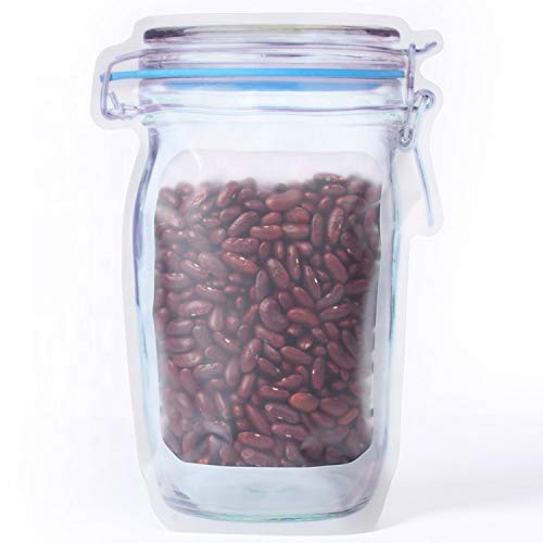 Reusable Airtight Seal Plastic Food Storage Mason Jar Zipper (1000ml) - Springkart 