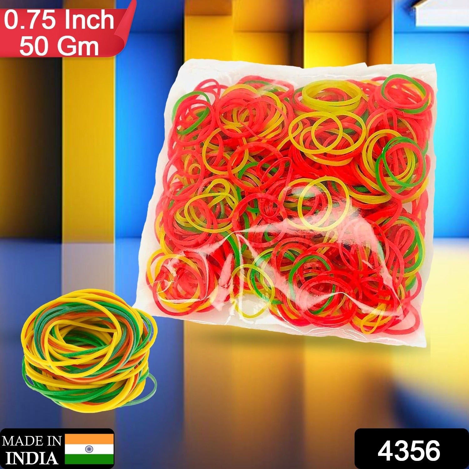 Rubber Band For Office/Home and Kitchen Accessories Item Products, Elastic Rubber Bands, Flexible Reusable Nylon Elastic Unbreakable, For Stationery, School Multicolor (0.75 Inch, 50 GM) - Springkart 