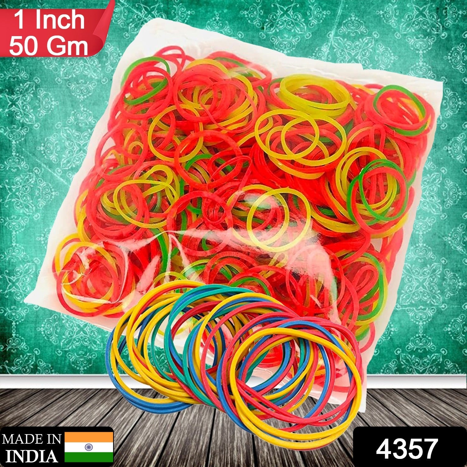 Rubber Band For Office/Home and Kitchen Accessories Item Products, Elastic Rubber Bands, Flexible Reusable Nylon Elastic Unbreakable, For Stationery, School Multicolor (1 Inch, 50 GM) - Springkart 