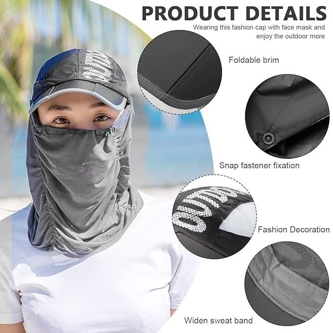 Sun Cap with Detachable Cotton Face Cover For Women - Springkart 