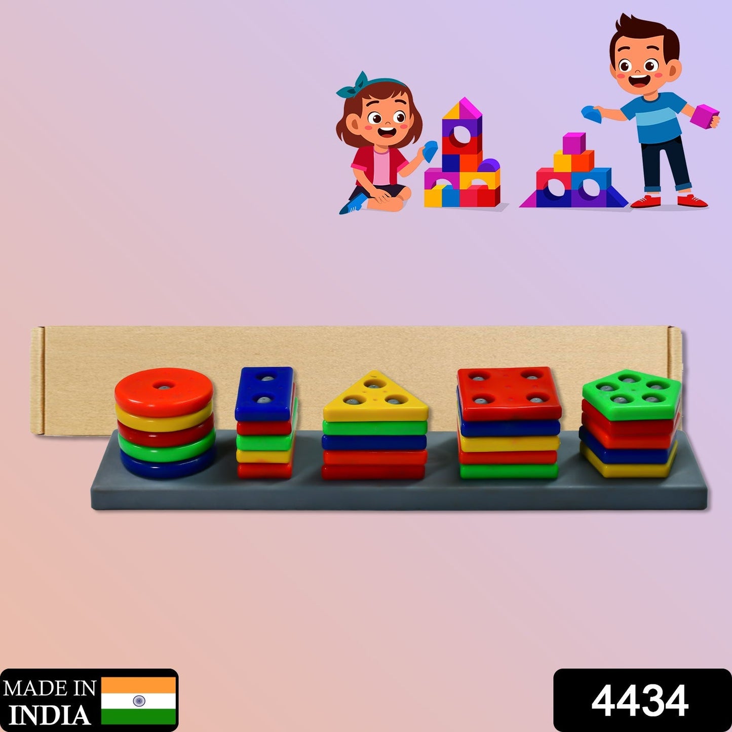 Geometric Brick with box- 5 Angle Matching Column Blocks for Kids - Preschool Educational Learning Toys. - Springkart 