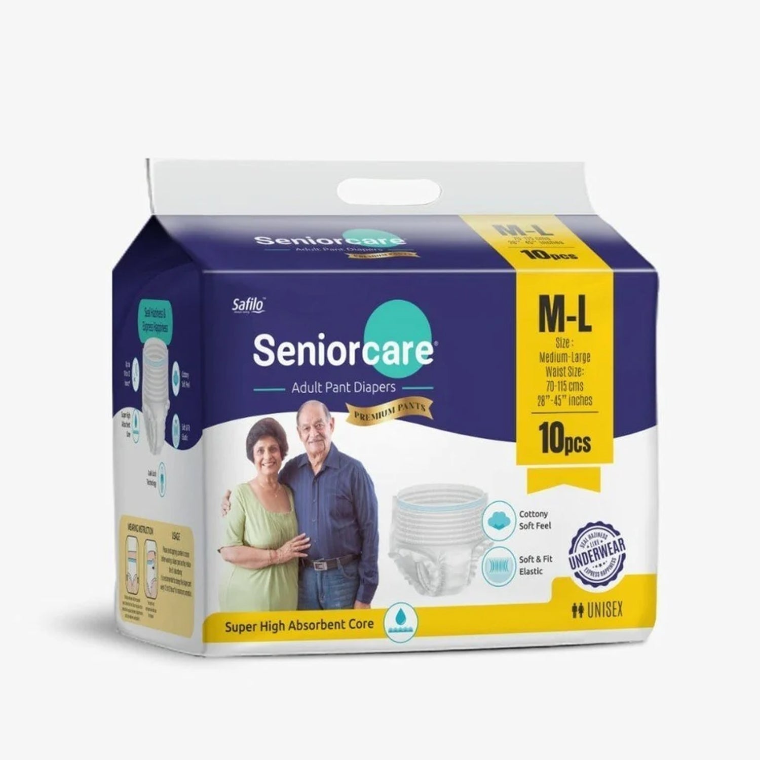 Medium-Large Senior care Adult Pull Up Diaper Pants (Waist Size (70-115 Cm | 28 -45 Inch) Adult Diapers (Medium-Large M-L10Pc) - Springkart 