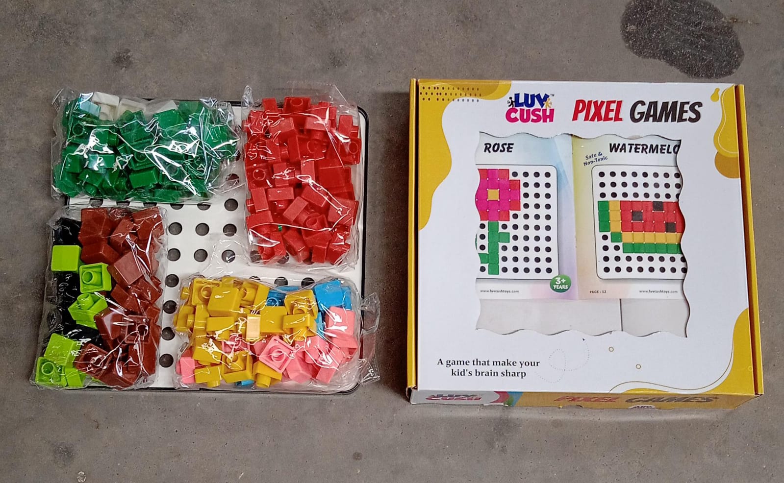 Pixel Cubes Toy for Children Early Education, Pixel Game Educational Board Games Board, Birthday Gift for Kids, Learning Math Toy, Brain Games, Math Puzzle (Approx 180 Cubes With Pixel Board & Book) - Springkart 