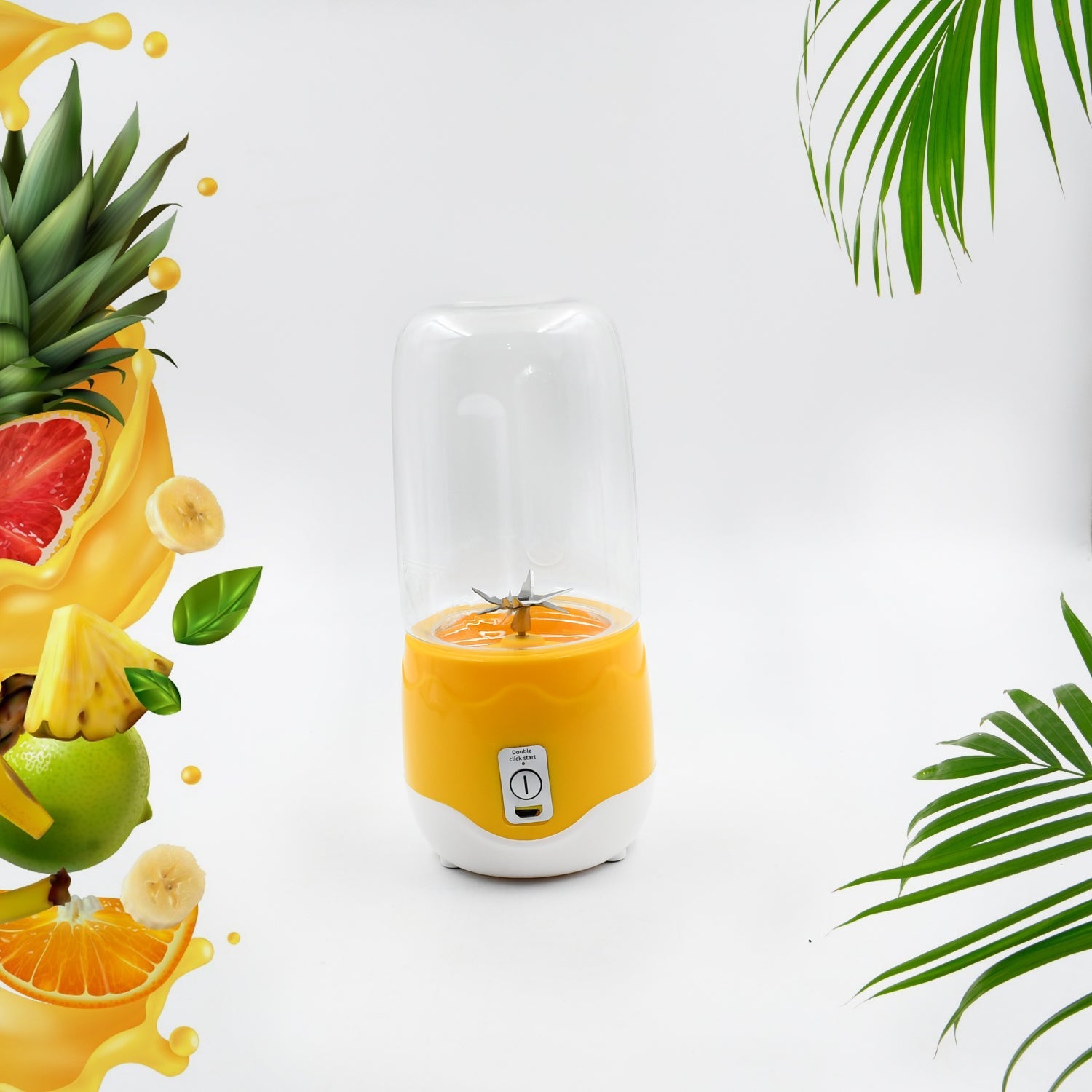 Portable Electric USB Juice Maker 6 blade Blender Grinder Mixer Personal Size, USB Rechargeable Mini Juicer for Smoothies and Shakes with Juicer Cup - 400ml - Springkart 